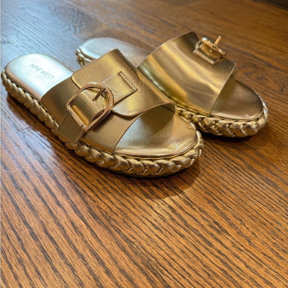 Nine West Gold Slides